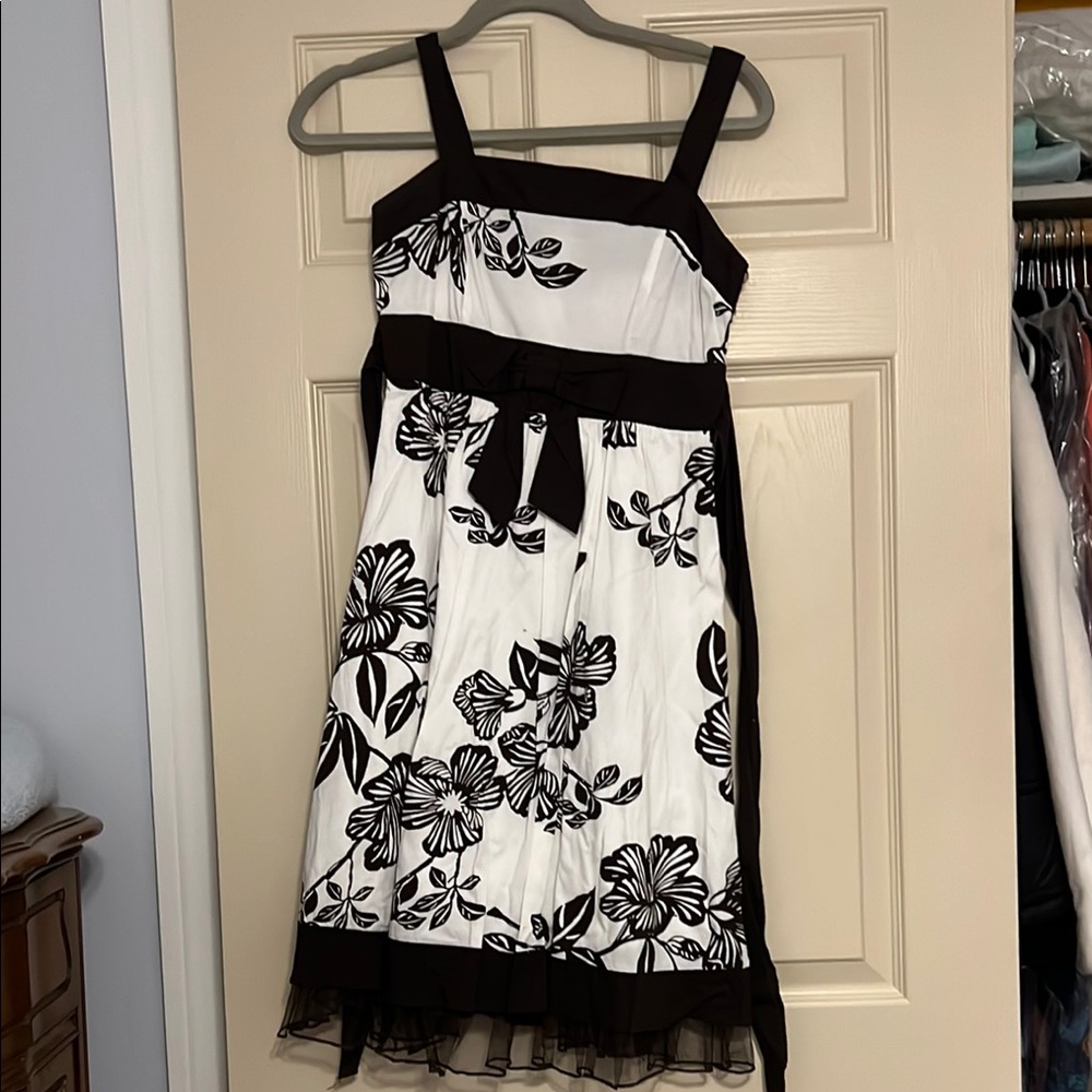 Brown and White Floral Dress